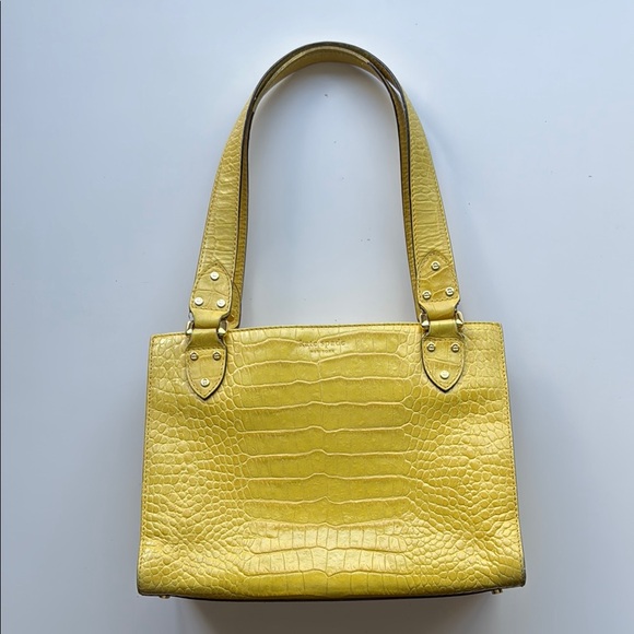 Kate Spade Yellow Crocodile-Embossed Shoulder Bag purse 👜 - Picture 1 of 12